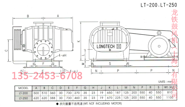 三叶罗茨鼓风机参数与尺寸图 三叶罗茨鼓风机参数与尺寸图
